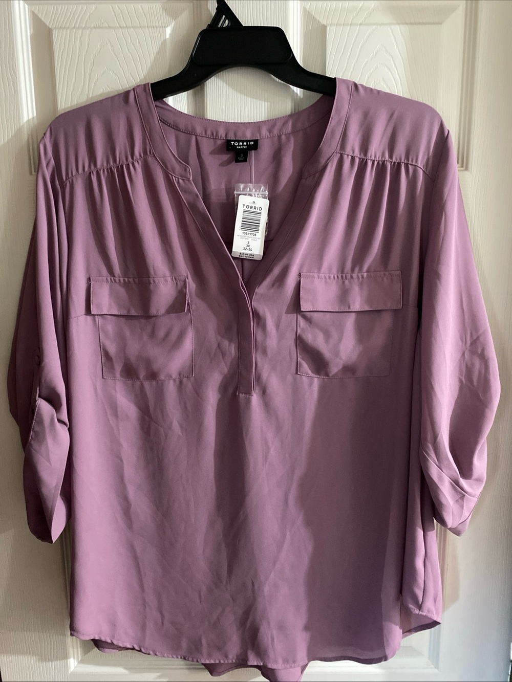 NWT Torrid Harper Georgette grape/ 
mauve pocket tunic blouse size 3X